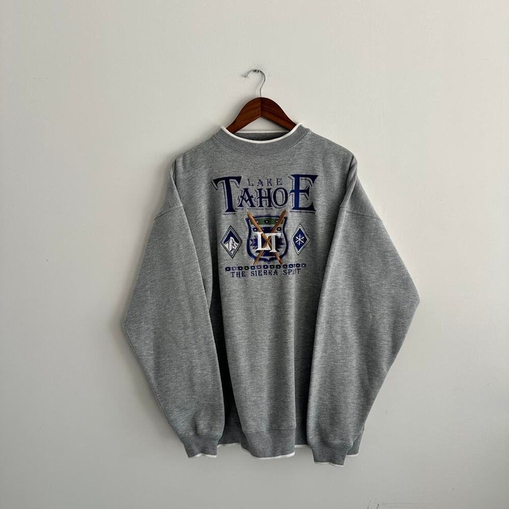 Vintage 90s Lake Tahoe Skiing Crewneck Sweatshirt